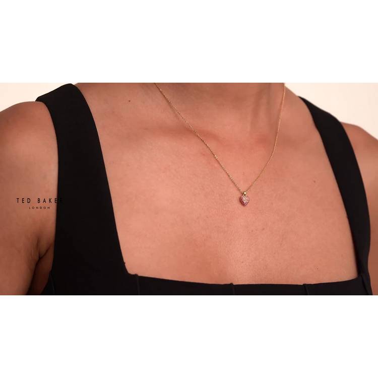 Ted Baker pink crystal pave heart pendant necklace, UK version
