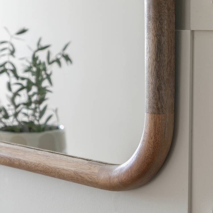 Habitat brown chunky mango wood wall mirror 50x50cm, UK version