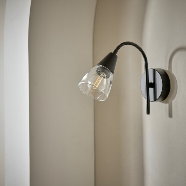 Argos Home Curico black glass wall light 20cm high - British product