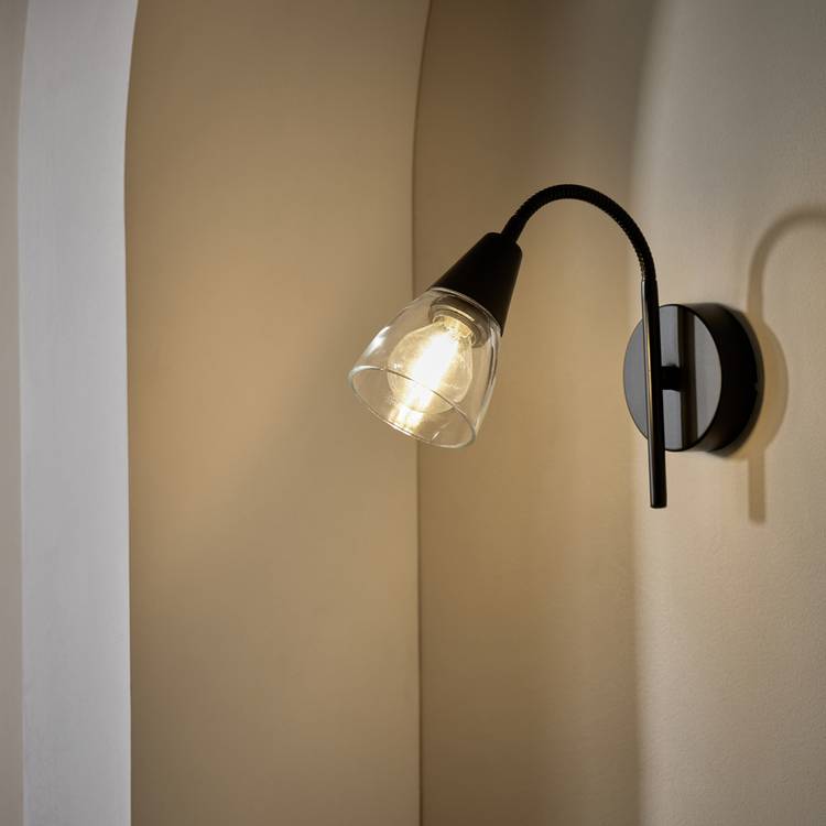 Argos Home Curico black glass wall light 20cm high - British product