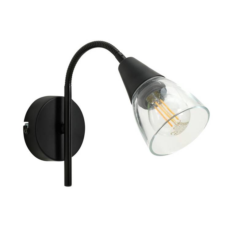 Argos Home Curico black glass wall light 20cm high - British product