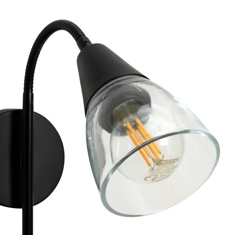 Argos Home Curico black glass wall light 20cm high - British product