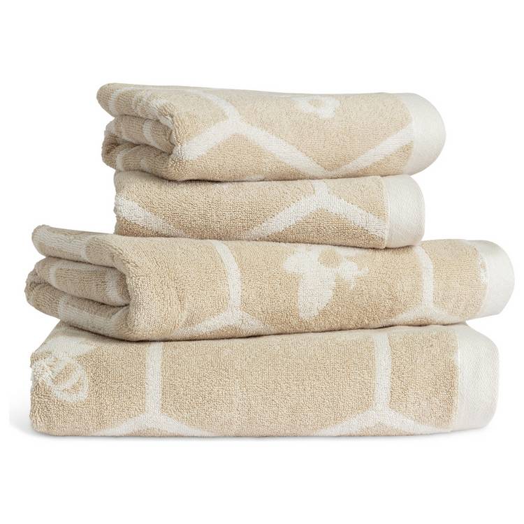 Argos Home floral bee towel bale beige 4 piece - British product