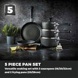 Tower 5 piece aluminium pan set in black, imported from the UK