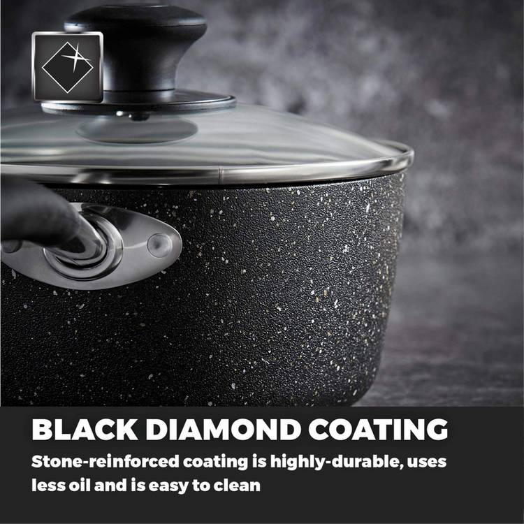 Tower 5 piece aluminium pan set in black, imported from the UK