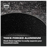 Tower 5 piece aluminium pan set in black, imported from the UK