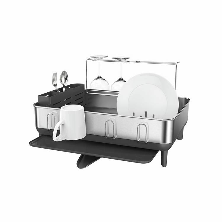 Simplehuman steel frame dish rack brushed steel, imported from the UK