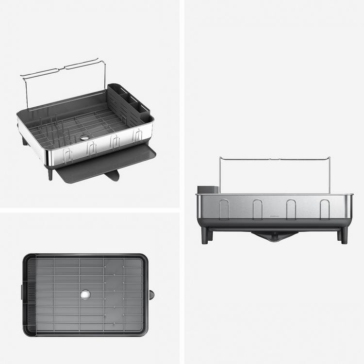 Simplehuman steel frame dish rack brushed steel, imported from the UK