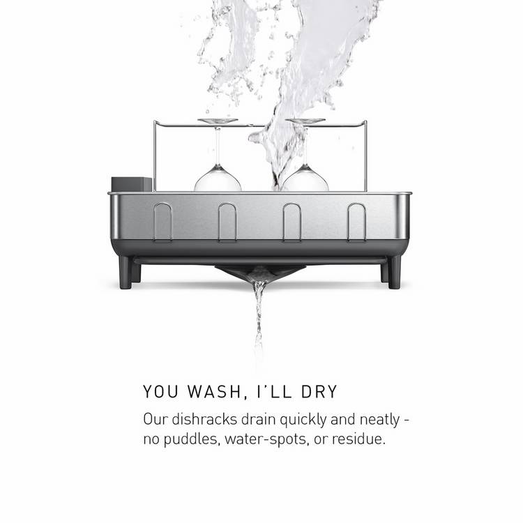 Simplehuman steel frame dish rack brushed steel, imported from the UK