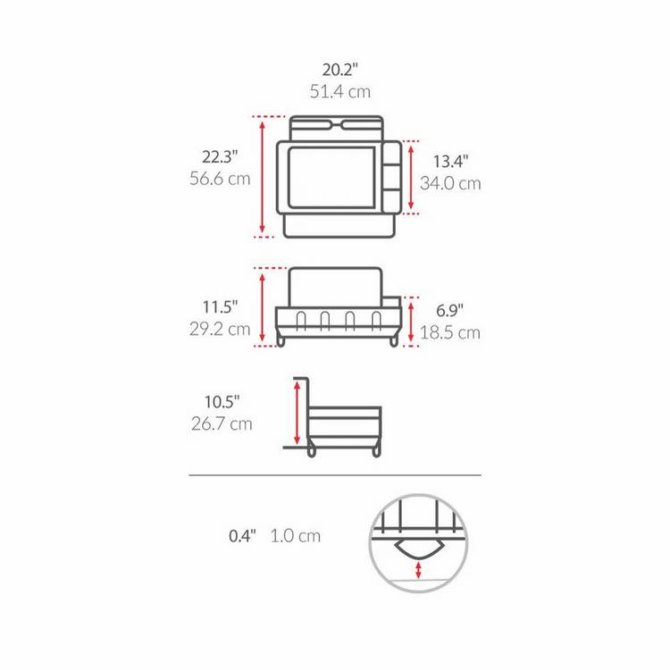 Simplehuman steel frame dish rack brushed steel, imported from the UK