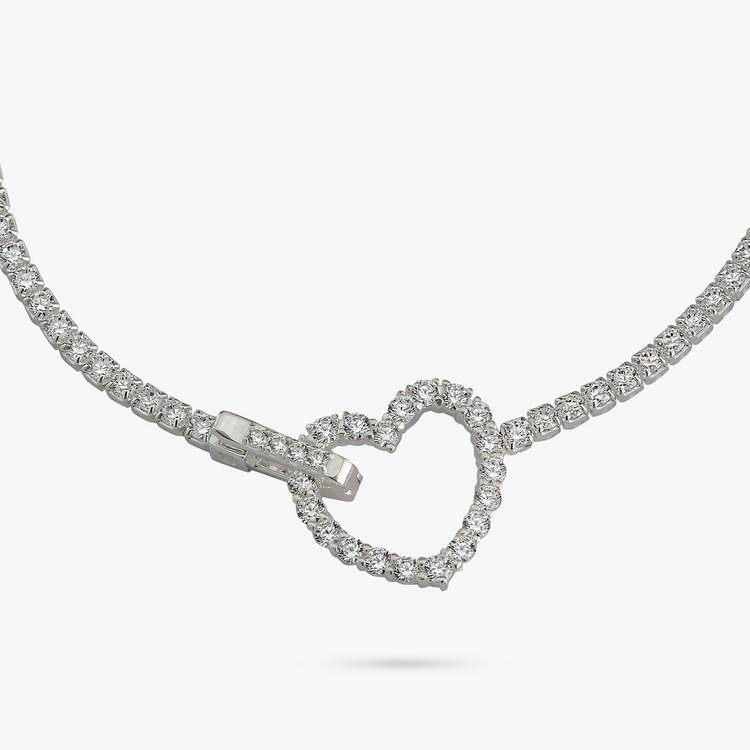 Revere silver tennis bracelet with heart-shaped clasp and cubic zirconia, UK version