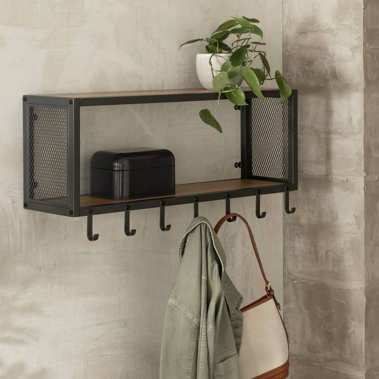 Argos Home wall rack oak H35 W80 D21.5cm, imported from the UK