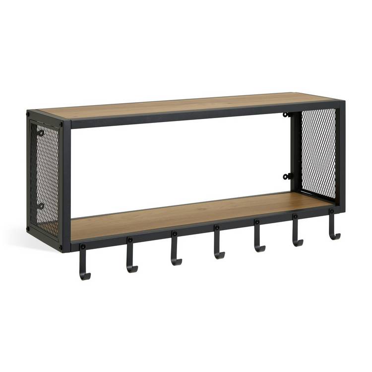 Argos Home wall rack oak H35 W80 D21.5cm, imported from the UK
