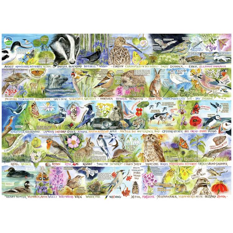 Gibsons jigsaw puzzle British Wildlife A-Z 1000 pieces (British brand)