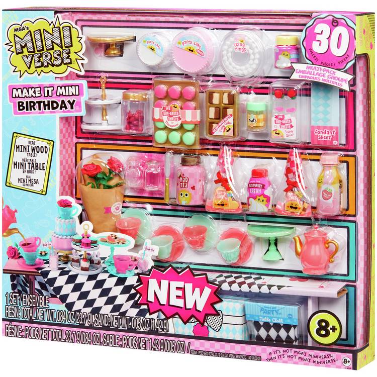 MGA Miniverse birthday party multipack toy set with 30 pieces (British brand)