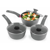 Argos Salter Megastone Optimum 3 Piece Aluminium Pan Set - Grey- Buy online at McGrocer
