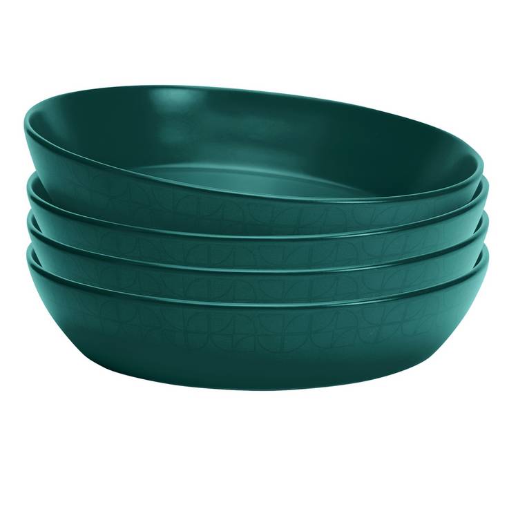 Argos Home Geo stoneware pasta bowls set of 4 teal - British product