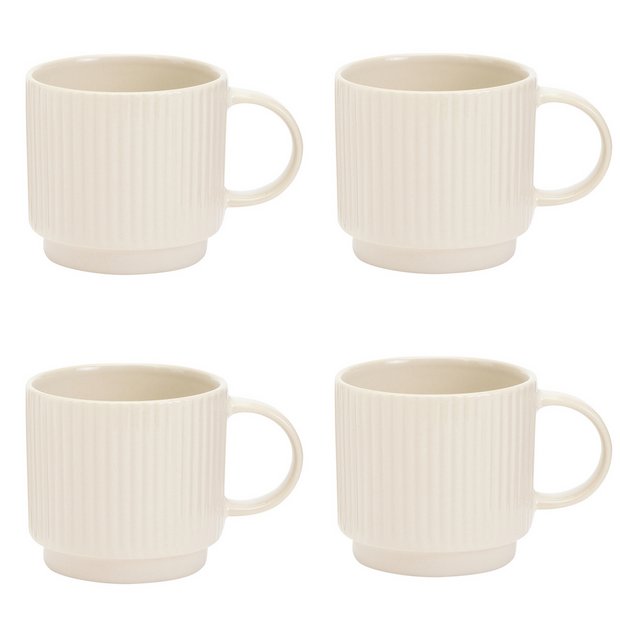 Argos Home stoneware mugs set of 4 cream, UK version