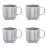 Argos Home stoneware mugs set of 4 ribbed grey 380ml (British brand)