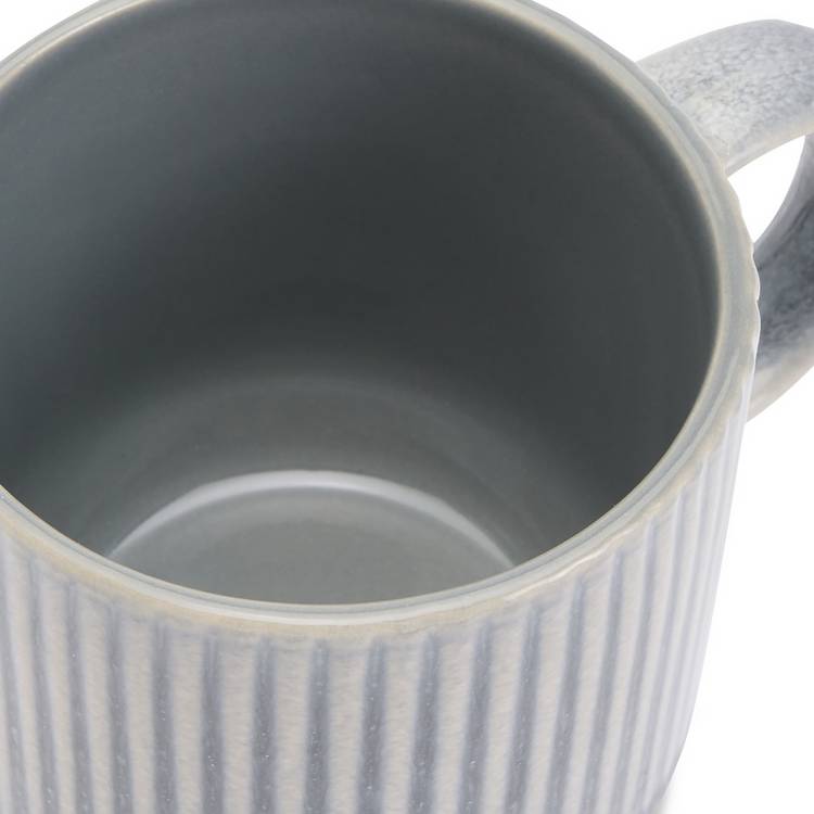 Argos Home stoneware mugs set of 4 ribbed grey 380ml (British brand)