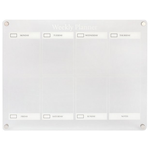 Magnetic acrylic weekly planner for fridge - British product