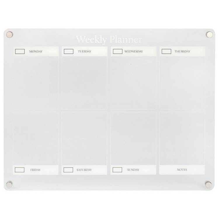 Magnetic acrylic weekly planner for fridge - British product