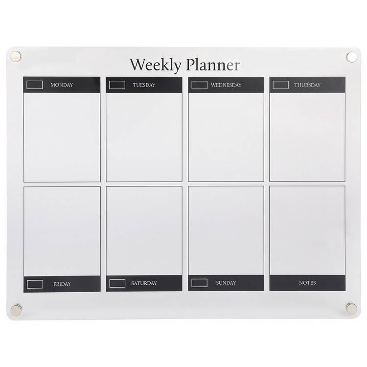 Magnetic acrylic weekly planner for fridge - British product