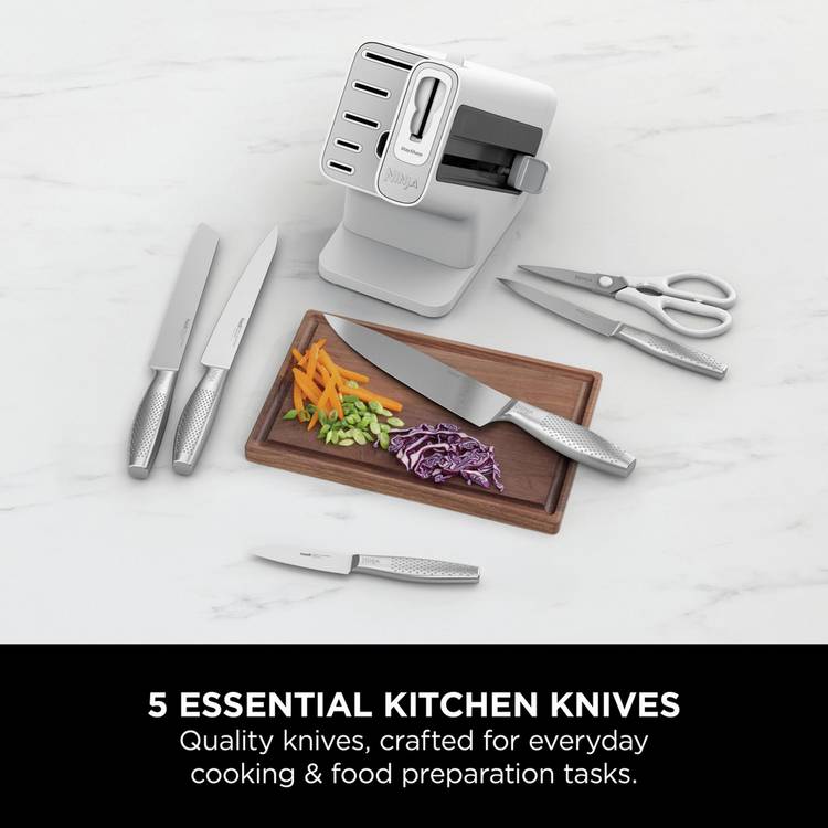 Ninja Stay Sharp knife block white 6 piece, UK version