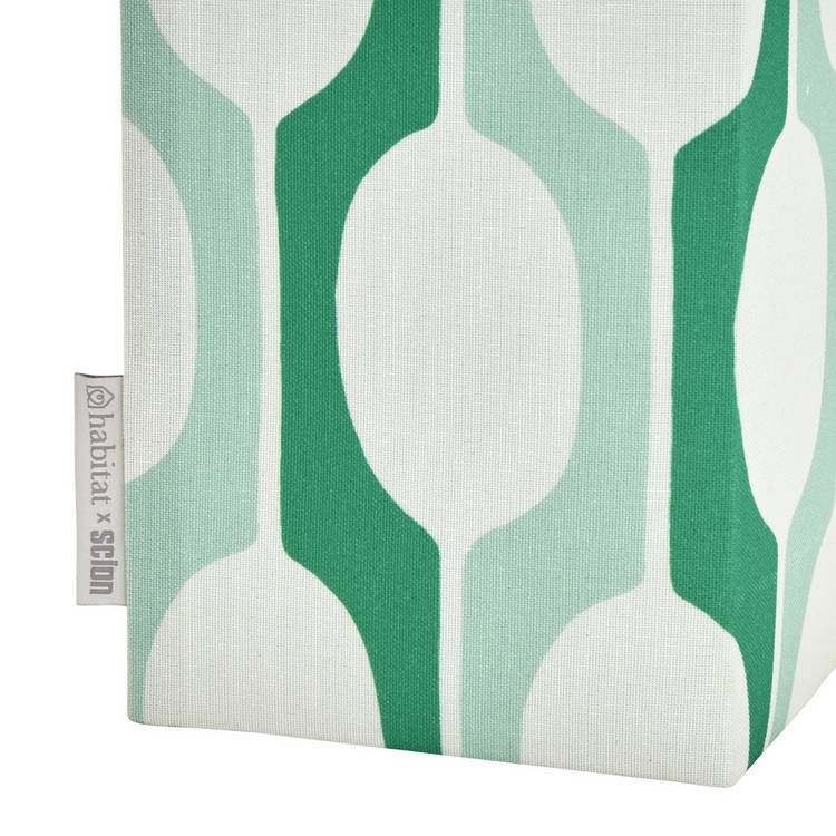 Habitat x Scion large Billow table lamp green faux linen, UK version