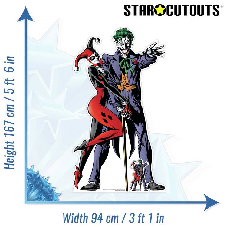 Star Cutouts life-size Harley Quinn and Joker cardboard cutout (British brand)