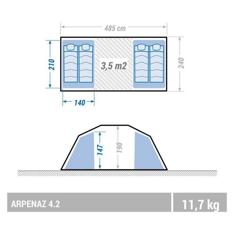 Decathlon Arpenaz 4.2 family tent 4 person - British product