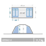 Decathlon Arpenaz 4.2 family tent 4 person - British product