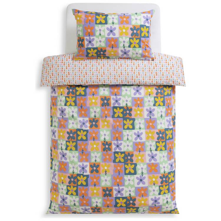 Habitat kids bedding set reversible checkerboard floral toddler - British product