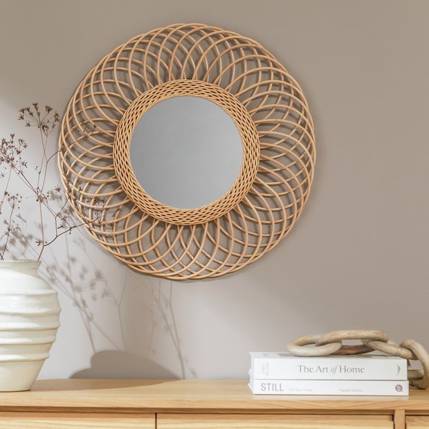 Habitat rattan round mirror wall-mounted 55x55cm - British product