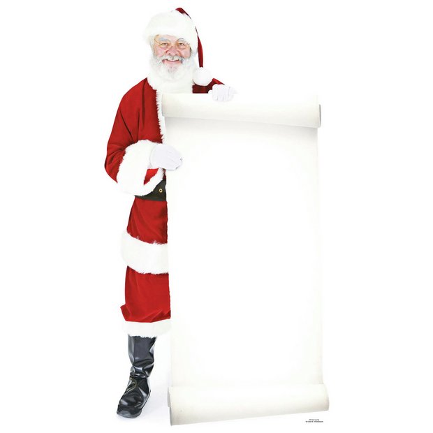 Star Cutouts life-size Santa cardboard cutout with blank sign (British brand)