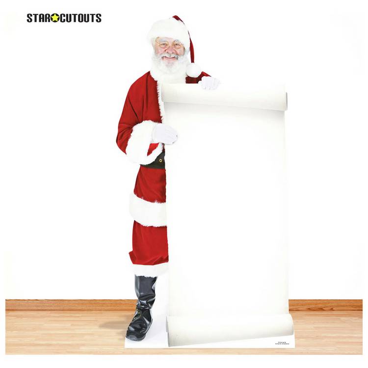 Star Cutouts life-size Santa cardboard cutout with blank sign (British brand)