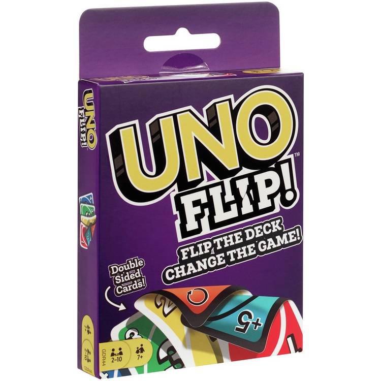 Uno Flip card game with light and dark sides, UK version