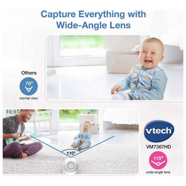 VTech 7-inch baby monitor with HD screen and night vision - British product