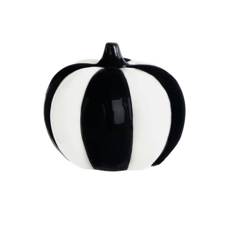 Argos Home black and white stripe ceramic pumpkin Halloween decoration (British brand)