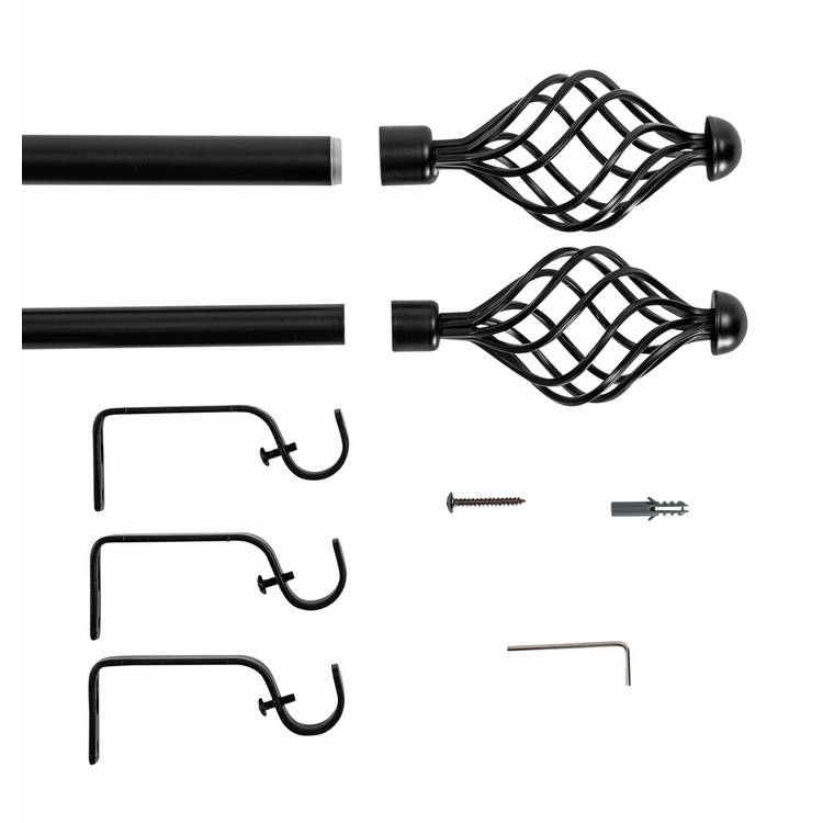 Argos Home black extendable curtain pole 120-210cm, imported from the UK