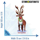 Star Cutouts life-size Rudolph cardboard cutout, imported from the UK