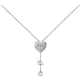 Radley silver plated heart lariat pendant necklace 51cm, imported from the UK