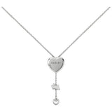 Radley silver plated heart lariat pendant necklace 51cm, imported from the UK