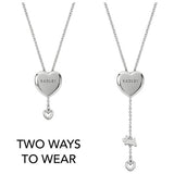 Radley silver plated heart lariat pendant necklace 51cm, imported from the UK