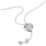 Radley silver plated heart lariat pendant necklace 51cm, imported from the UK