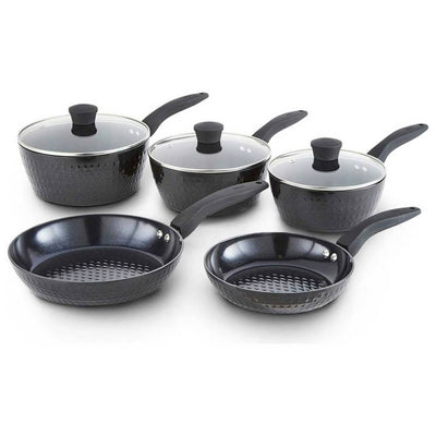Argos Tower Diamo 5 Piece Aluminium Pan Set - Black- Buy online at McGrocer