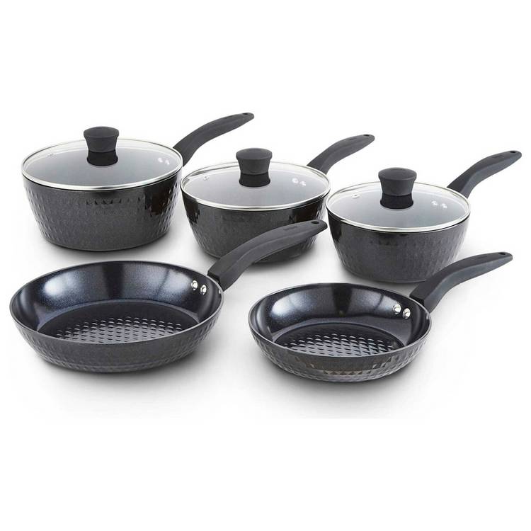 Tower Diamo non stick pan set 5 piece aluminium black, UK version