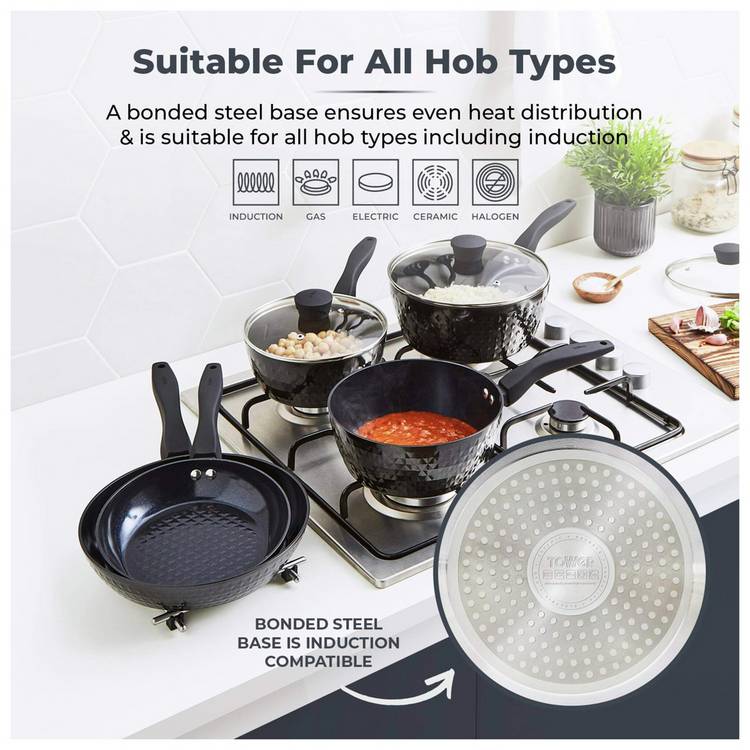 Tower Diamo non stick pan set 5 piece aluminium black, UK version
