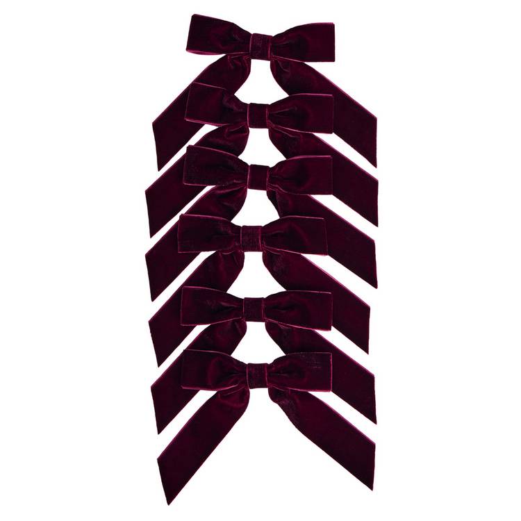 Argos Home burgundy velvet bows pack of 6 (British brand)