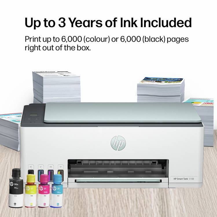HP Smart Tank 5108 all-in-one wireless printer, imported from the UK